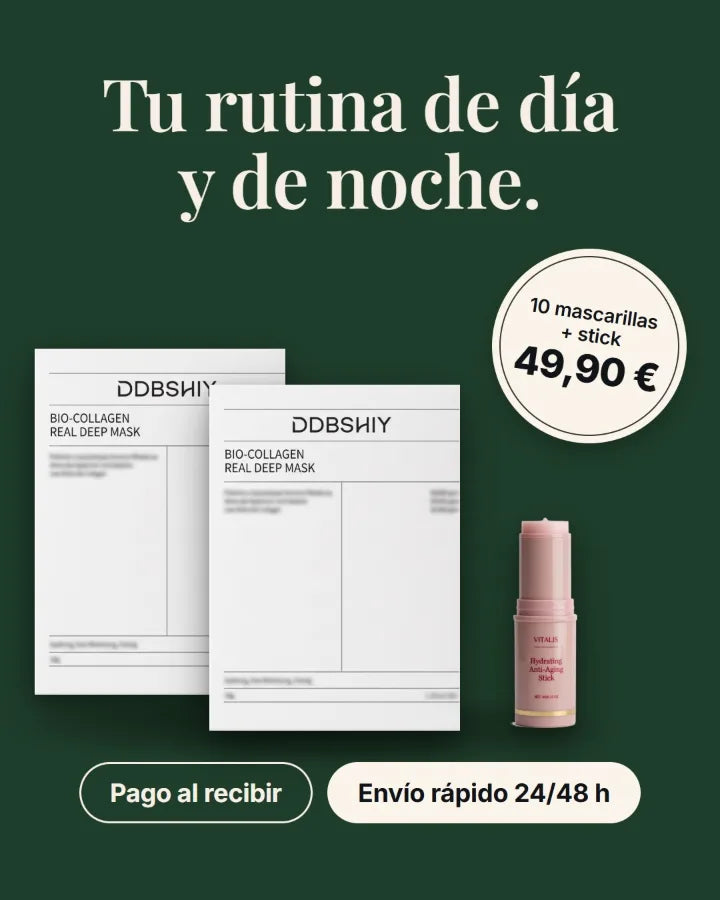 Tu rutina de día y de noche: 10 mascarillas y un stick por 49,90 €. Pago al recibir. Envío rápido 24/48 h