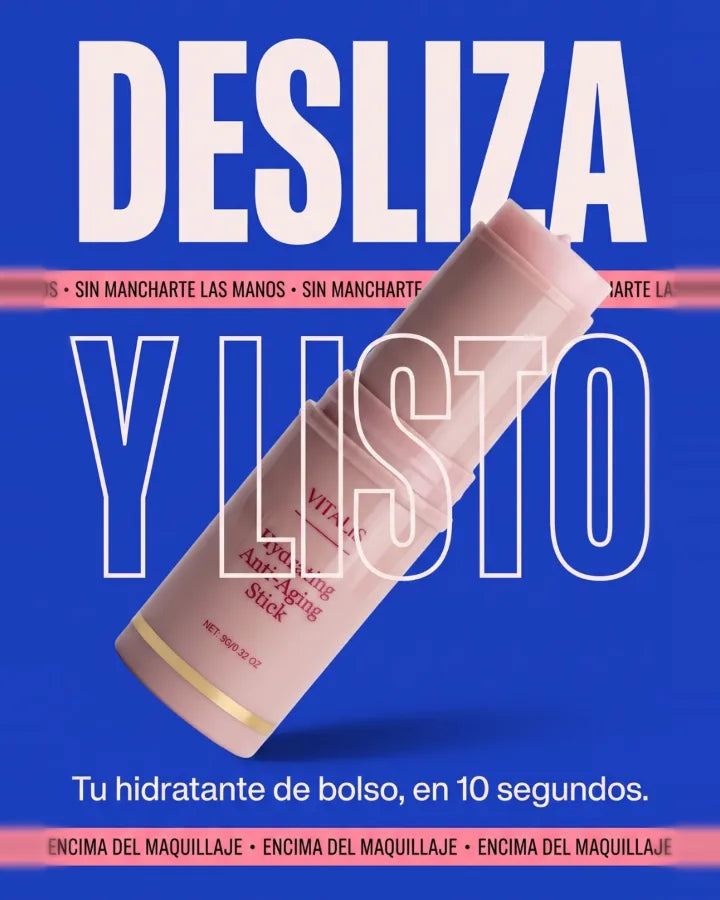 Desliza y listo. Sin mancharte las manos, encima del maquillaje. Tu hidratante de bolso, en 10 segundos